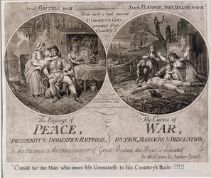 Die Segnungen des Friedens und die Flüche des Krieges, veröffentlicht von Hannah Humphrey im Jahr 1795
