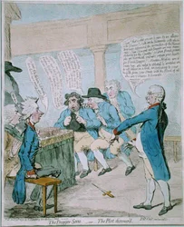 Die Dolchszene, oder Die Entdeckung des Komplotts, veröffentlicht von Hannah Humphrey im Jahr 1792
