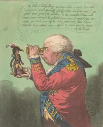 Der König von Brobdingnag und Gulliver. - Siehe Swifts Gulliver: Reise nach Brobdingnag, 26. Juni 1803