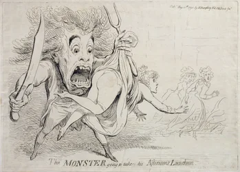 Das Monster geht zu seinem Nachmittagsimbiss, veröffentlicht von Hannah Humphrey im Jahr 1790