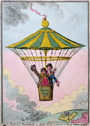 Der nationale Fallschirm oder John Bull, zu Überfluss und Emanzipation geleitet, veröffentlicht von Hannah Humphrey im Jahr 1802