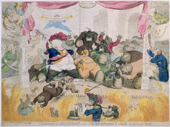 Die Kapitulation von Amsterdam oder Der Herzog von Braunschweig in Aufruhr, veröffentlicht von S.W. Fores 1787 (handkolorierte Radierung)