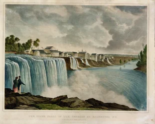 Die oberen Wasserfälle des Genesee in Rochester, New York, graviert von J. Bufford (1810-70)