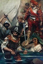 Cortes und seine Männer an der Lücke