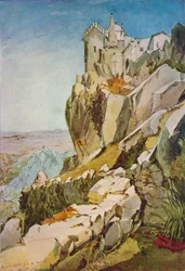 Skizze in Portugal, Maurische Burg von der Penha aus, Maurische Burg, Mafra, 1837