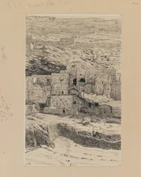 Eine Ecke des Dorfes Siloam, Illustration aus Das Leben unseres Herrn Jesus Christus