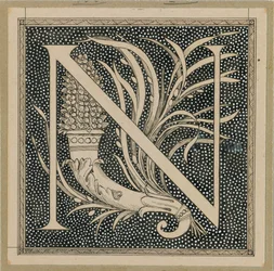 Großbuchstabe N, Illustration aus Das Leben unseres Herrn Jesus Christus
