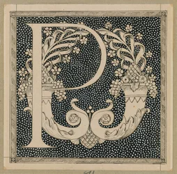 Großbuchstabe P, Illustration aus Das Leben unseres Herrn Jesus Christus
