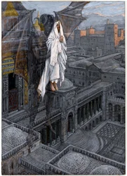 Christus wird auf eine Zinne des Tempels getragen, Illustration für Das Leben Christi, ca. 1884-96