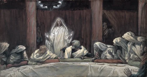 Er erschien den Elf, als sie zu Tisch saßen, Illustration für Das Leben Christi