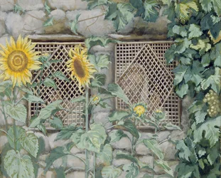 Jesus schaut durch ein Gitter mit Sonnenblumen, Illustration für Das Leben Christi, ca. 1886-96