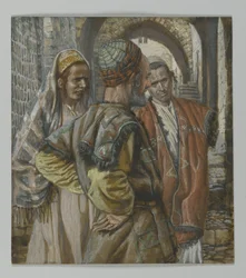 Simon von Kyrene und seine zwei Söhne Alexander und Rufus, Illustration aus Das Leben unseres Herrn Jesus Christus, 1886-94