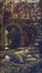 Die Brücke über den Bach Kidron - aus „Das Leben unseres Herrn Jesus Christus“ - 1899 von James Tissot - Das Leben unseres Herrn Jesus Christus, von Jacques Joseph (Jacques-Joseph) Tissot genannt James Tissot (1836-1902)