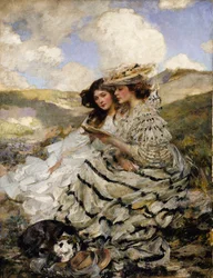 Auf den Dünen Lady Shannon und Kitty, ca. 1900-1910
