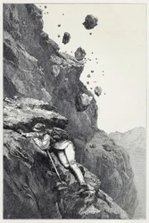 Eine Kanonade auf dem Matterhorn, aus Scrambles amongst the Alps in den Jahren 1860-69, veröffentlicht 1871 (Gravur)