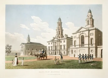 Blue-coat Hospital, Dublin, 1798 (handkolorierter Stich)