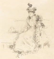Eine sitzende Dame