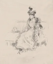 Eine sitzende Dame