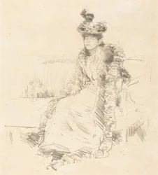 Eine sitzende Dame