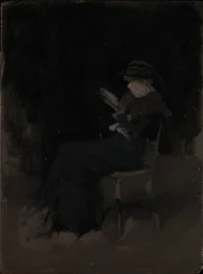 Arrangement in Schwarz: Lesendes Mädchen