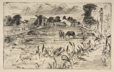 Landschaft mit dem Pferd (Landschaft mit Pferden)