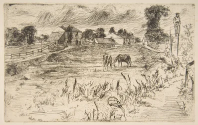 Landschaft mit dem Pferd (Landschaft mit Pferden)