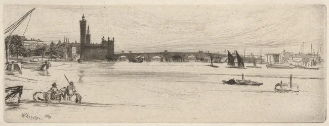 Alte Westminster-Brücke, aus dem Thames Set (Eine Serie von sechzehn Radierungen von Szenen an der Themse und anderen Motiven)