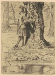 Seymour steht unter einem Baum