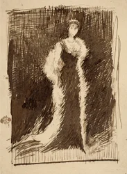 Skizze nach "Arrangement in Black: Lady Meux"
