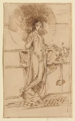 Frau mit Sonnenschirm (Skizze zu „Harmonie in Blau und Gold“)