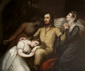 Lafayette im Kerker von Olmütz mit seiner Frau und seinen Töchtern, 1797