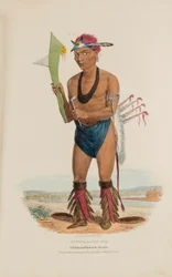 CUT-TAA-TAS-TIA; Ein berühmter Häuptling des Fuchs-Stammes, aus The Aboriginal Portfolio