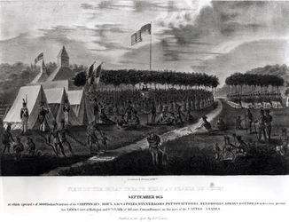 Ansicht des großen Vertrags in Prairie du Chien, Wisconsin, September 1825, aus 