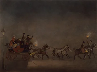 Postkutsche im Nebel