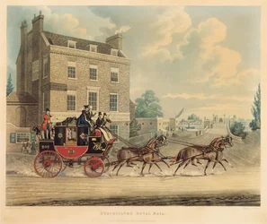 Quicksilver Royal Mail passiert den Star and Garter an der Kew Bridge, 1835