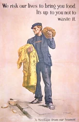 Britisches WWI-Poster mit Handelsschiffsmann