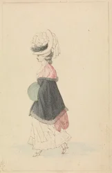 Eine modebewusste Frau im Spaziergangskleid