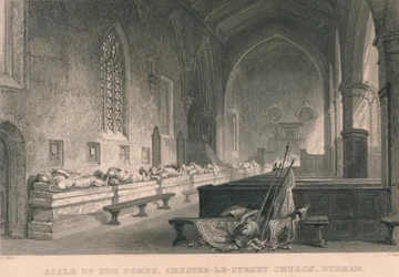 Seitenschiff der Gräber, Chester-Le-Street Kirche, Durham, 1834