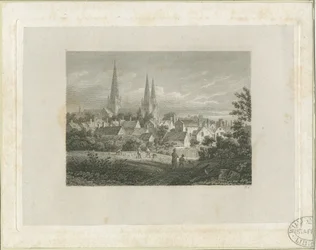 Lichfield Cathedral - Nord-Nordwest-Ansicht (entfernt): Gravur, undatiert [ca. 1816]