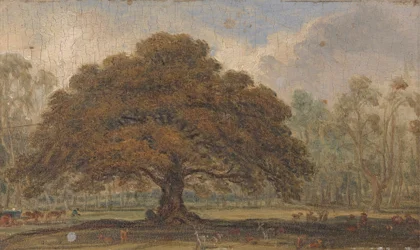 Landschaft mit Hirschen unter der 