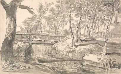 Flusslandschaft mit Wasserfall