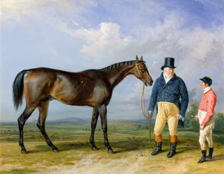 Rockingham mit seinem Besitzer John Theobald und Jockey Jem Robinson, 1835