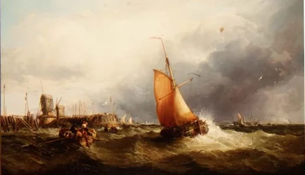 Niederländisches Fischerboot und andere Schiffe