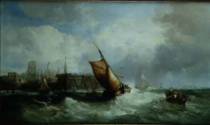 Schiffe vor einem Hafen