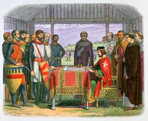 Illustration von König Johann bei der Unterzeichnung der Magna Carta, 19. Jahrhundert