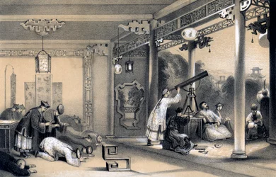 Die Zeremonien, die in jeder Provinz und Stadt Chinas bei einer Sonnenfinsternis beobachtet werden, 1847
