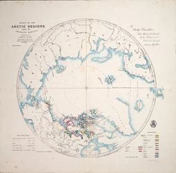 Karte der Arktis aus den Admiralitätsvermessungen, dritte Ausgabe, ca. 1854