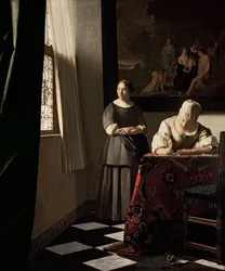 Briefschreibende Dame mit ihrer Magd, um 1670