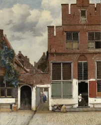 Ansicht von Häusern in Delft, bekannt als „Die kleine Straße“, um 1658
