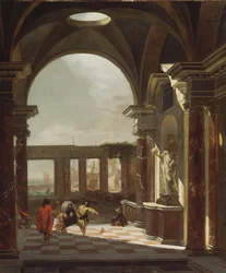 Architektonische Capriccio mit orientalischen Figuren